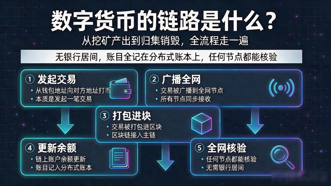 数字货币的链路是什么？从挖矿产出到归集销毁，全流程走一遍